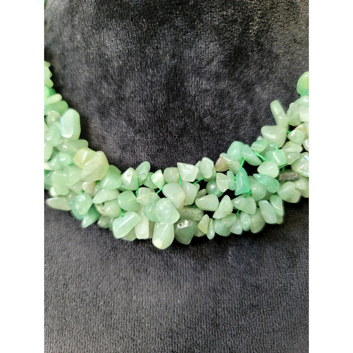 Women's Green Aventurine Chip Stone Multi Strand Necklace Handmade Statement