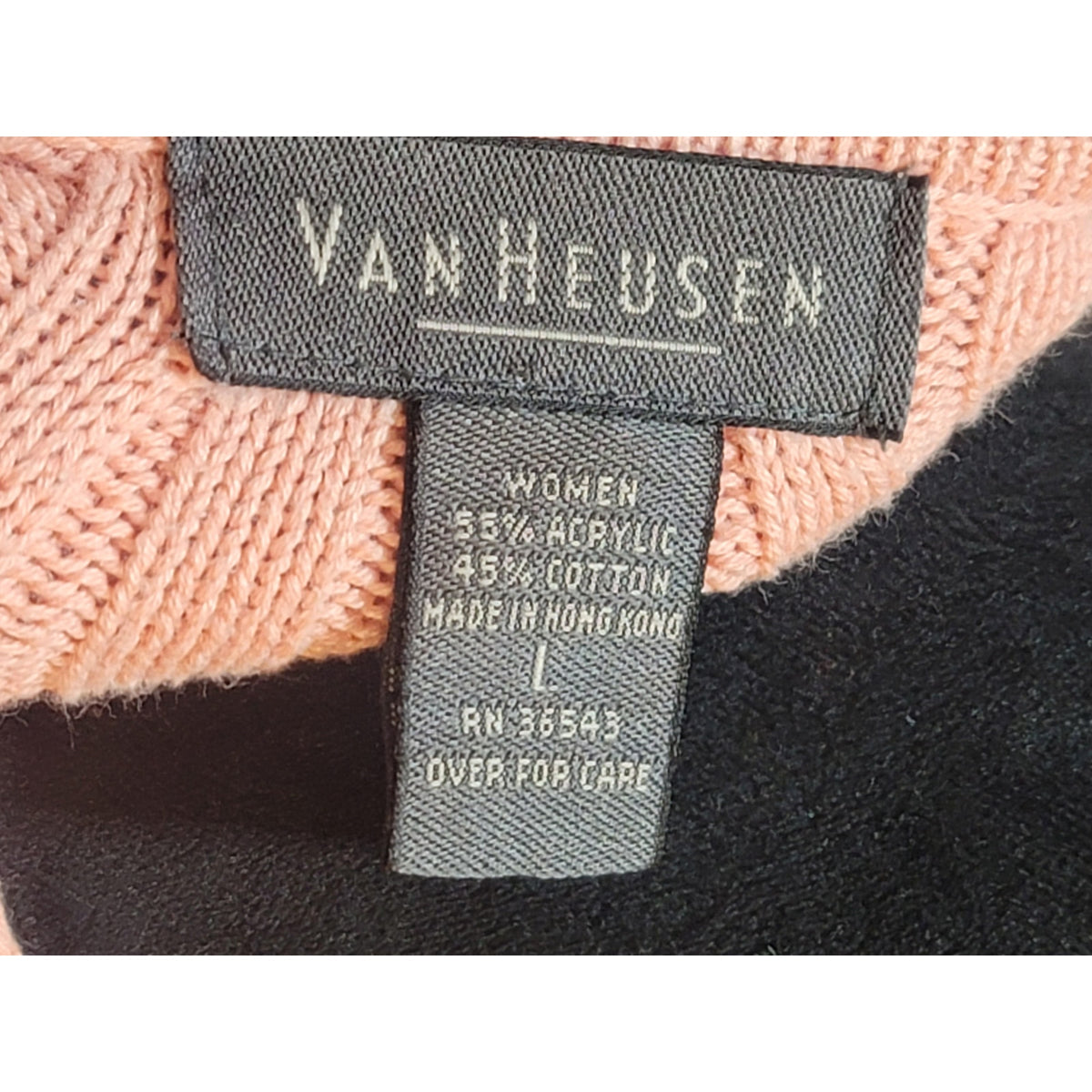 Van Heusen Cardigan Sweater Women Large Peach Ribbed Knit Button Up Short Sleeve