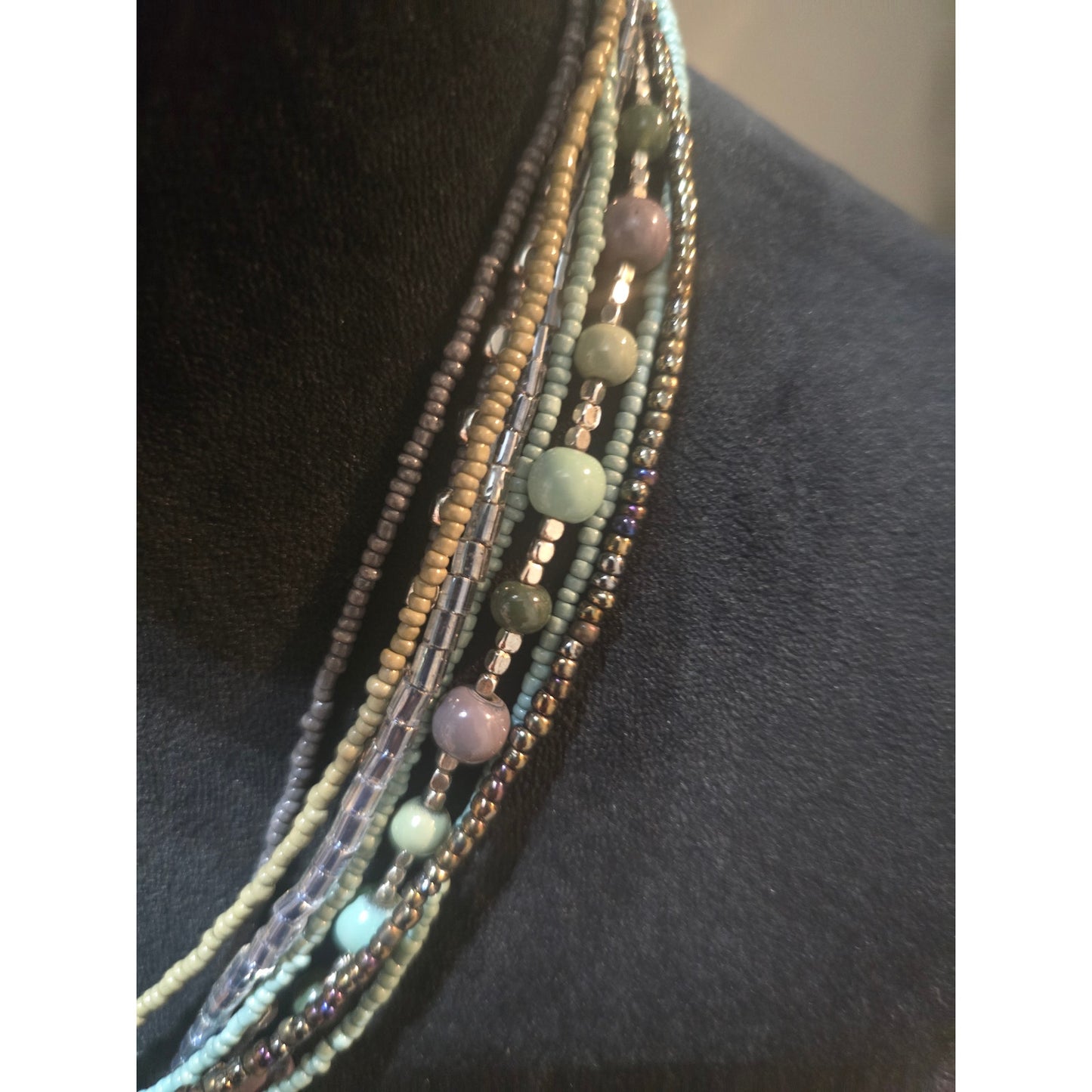 Women's Multi Layer Multicolor Beaded Necklace With Lobster Claw Clasp