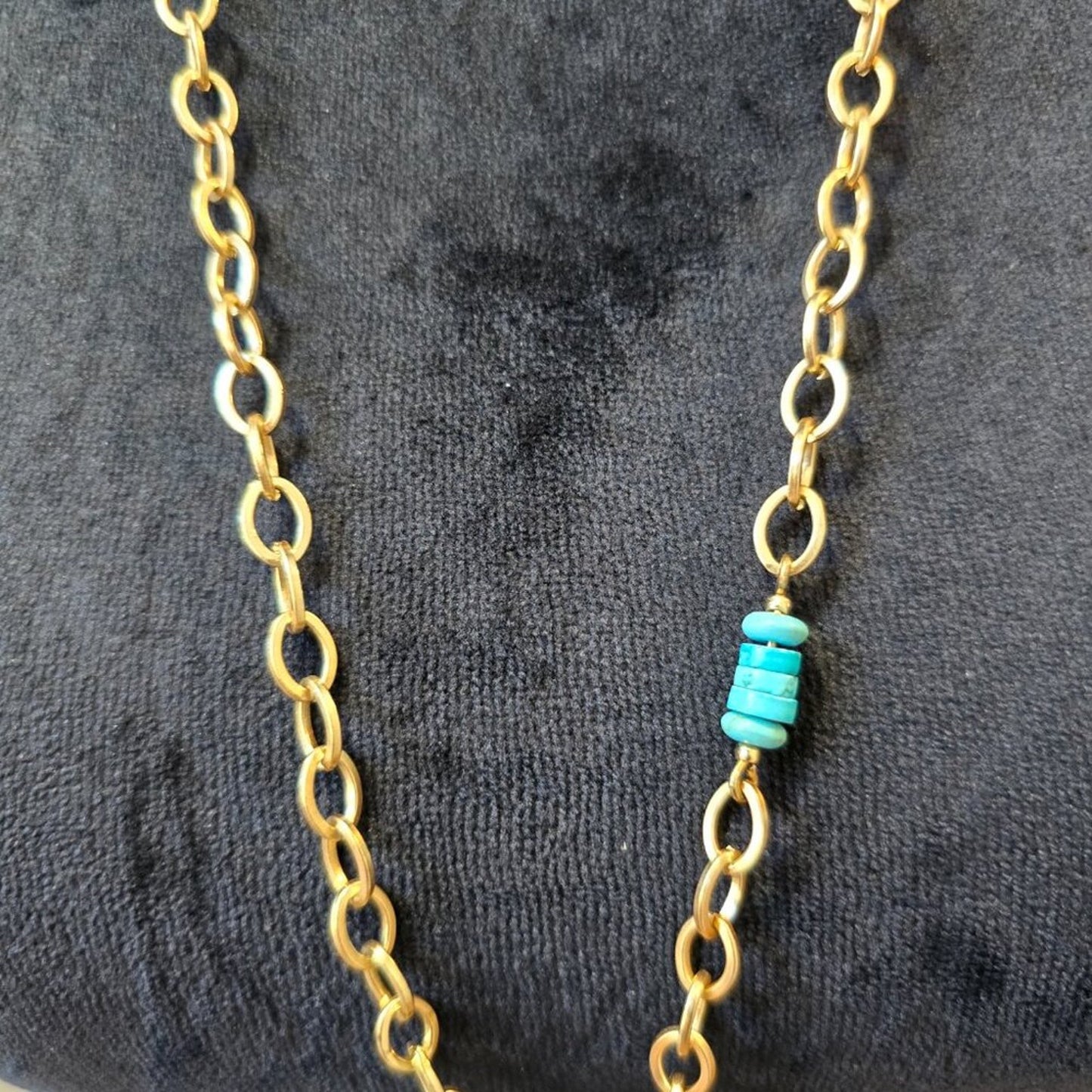 Chico's Green Turquoise Purple Opal Leaf Pendant Necklace w/ Lobster Clasp