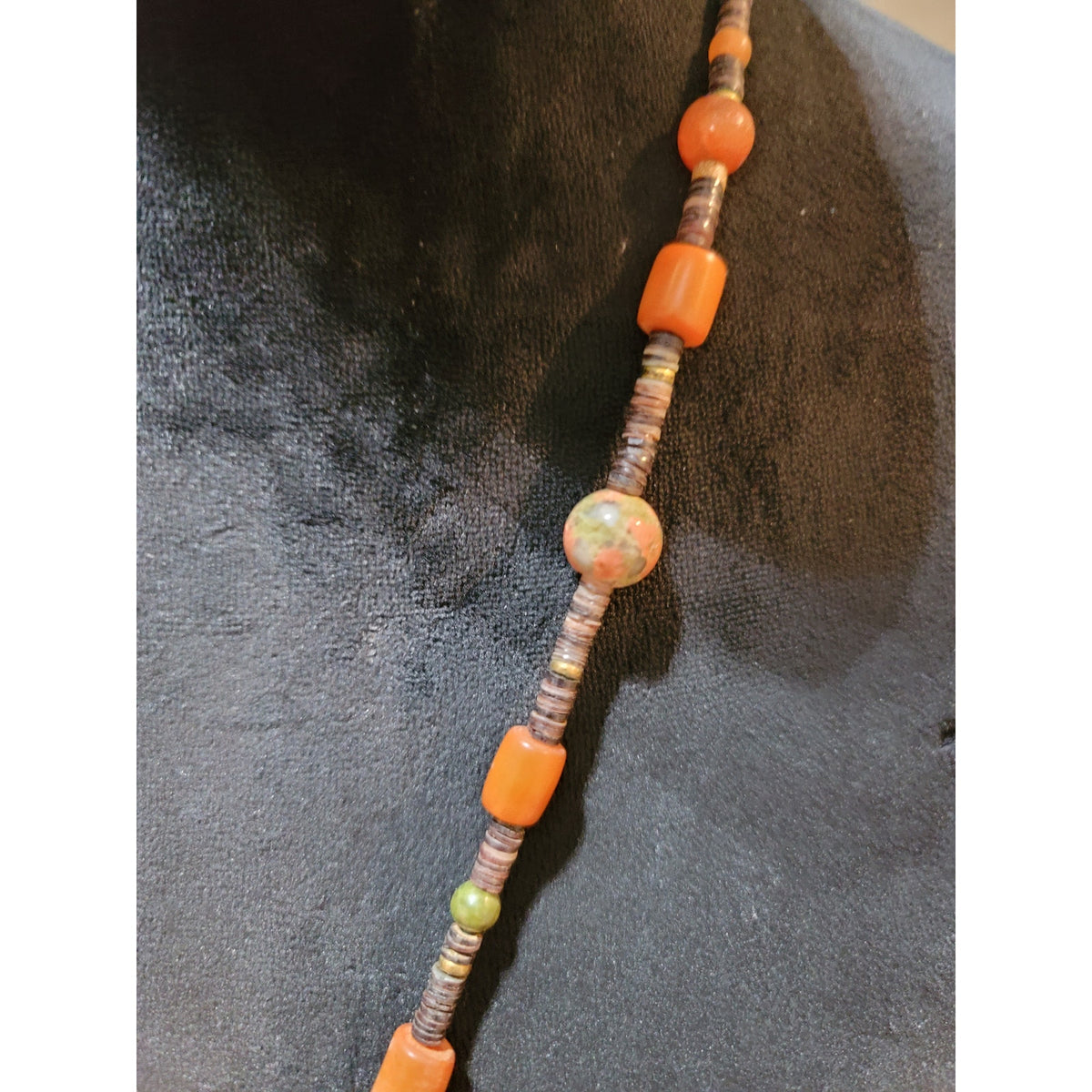 Women's Vintage Indian Boho Beaded Pendant Necklace With Hand Painted Art