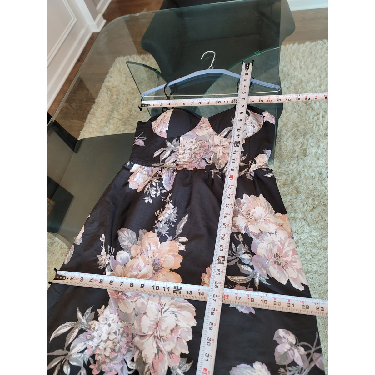 Band of Gypsies Maxi Dress Women's Large Black Floral Bustier Bodice Strappy