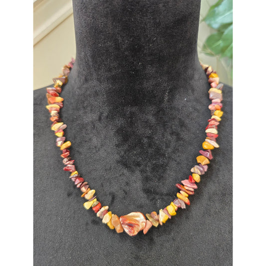 Multicolor Stone Chip Beaded Necklace Boho Statement Jewelry