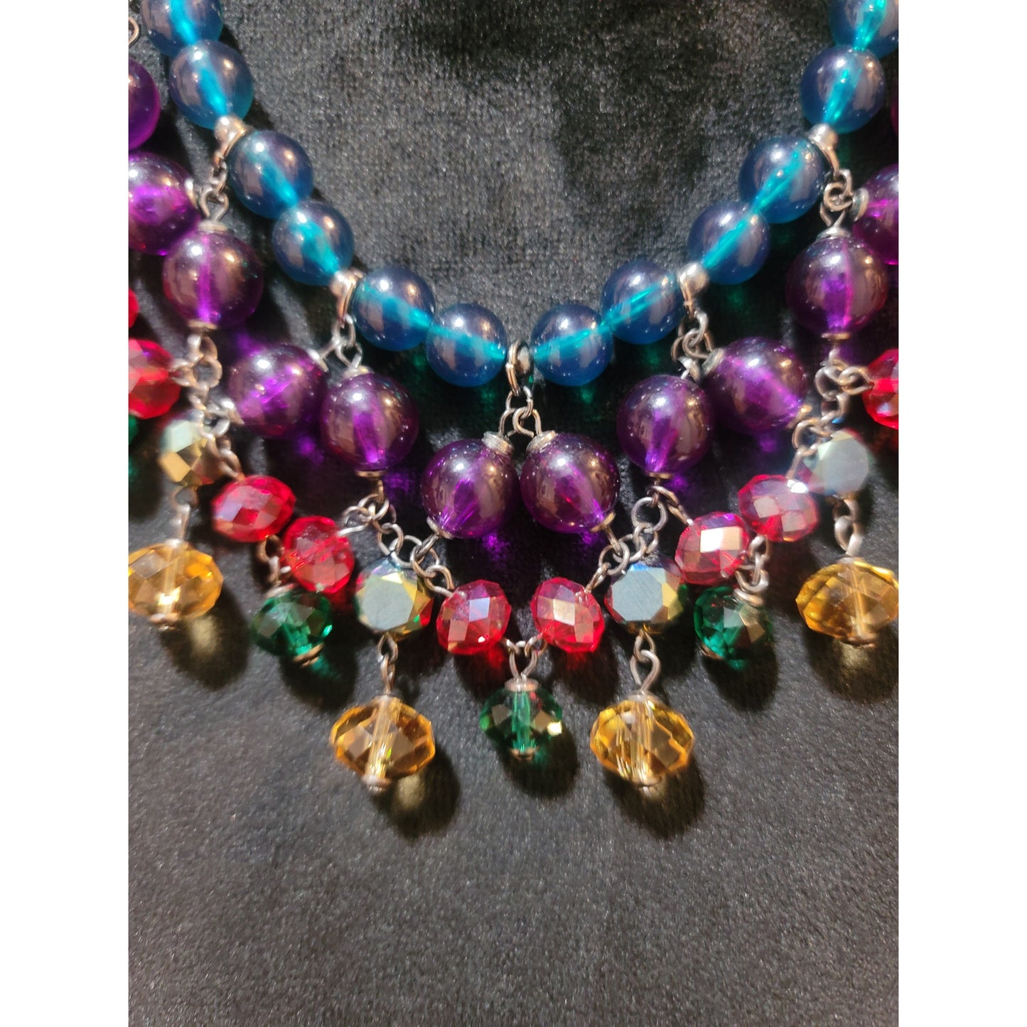 Women's Multicolor Beaded Statement Necklace With Lobster Clasp Fashion Jewelry