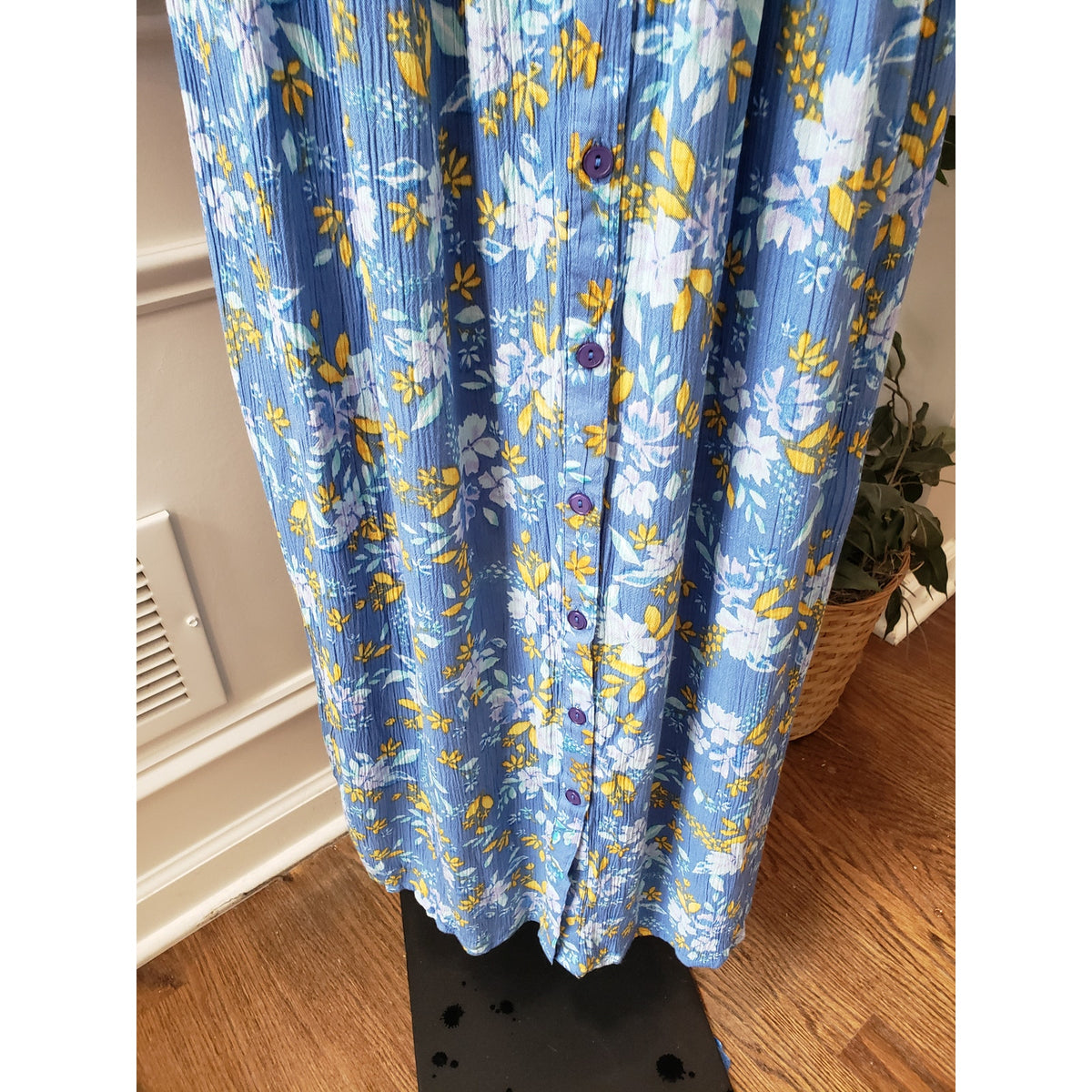 Woman Within Maxi Dress Womens 22W Blue Floral Rayon Long Sleeve Boho Style