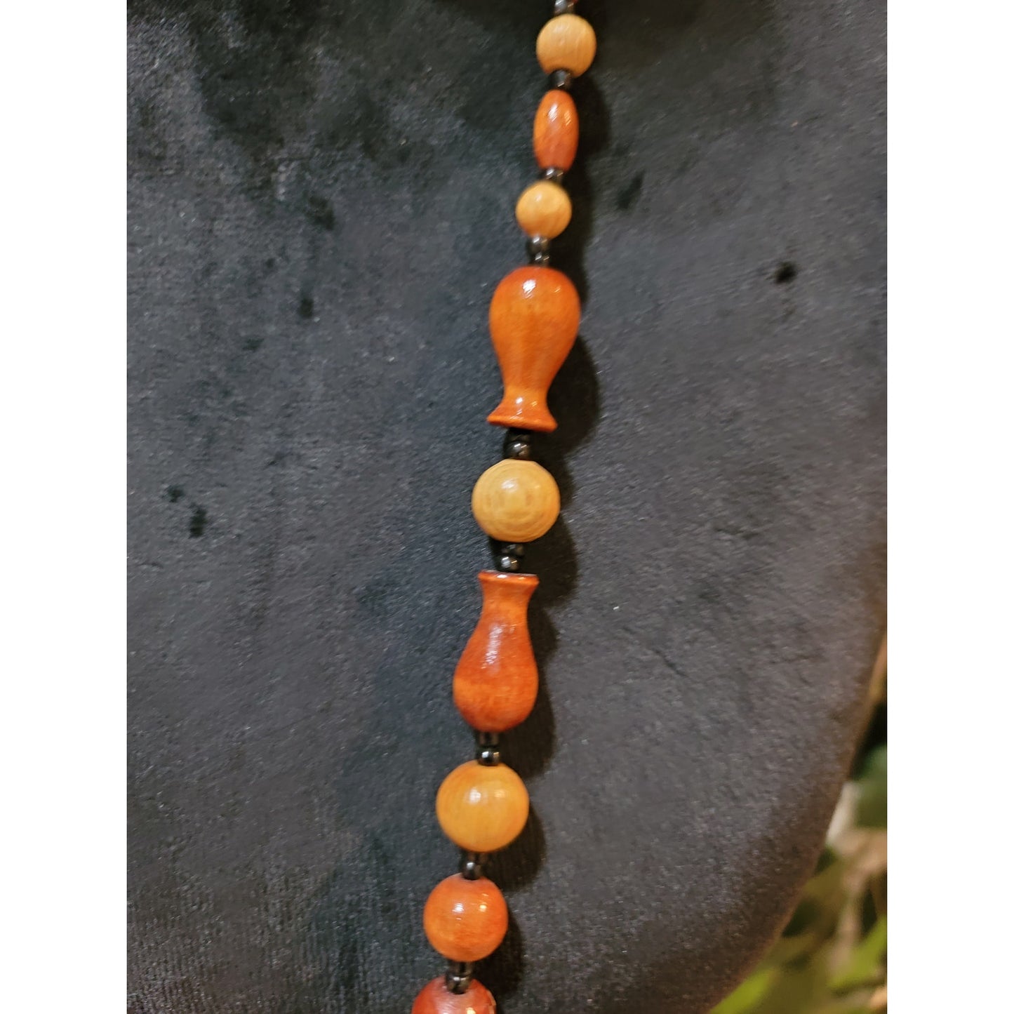 Women's Handmade Wood Beaded Necklace Natural Brown Round Long Jewelry Gift