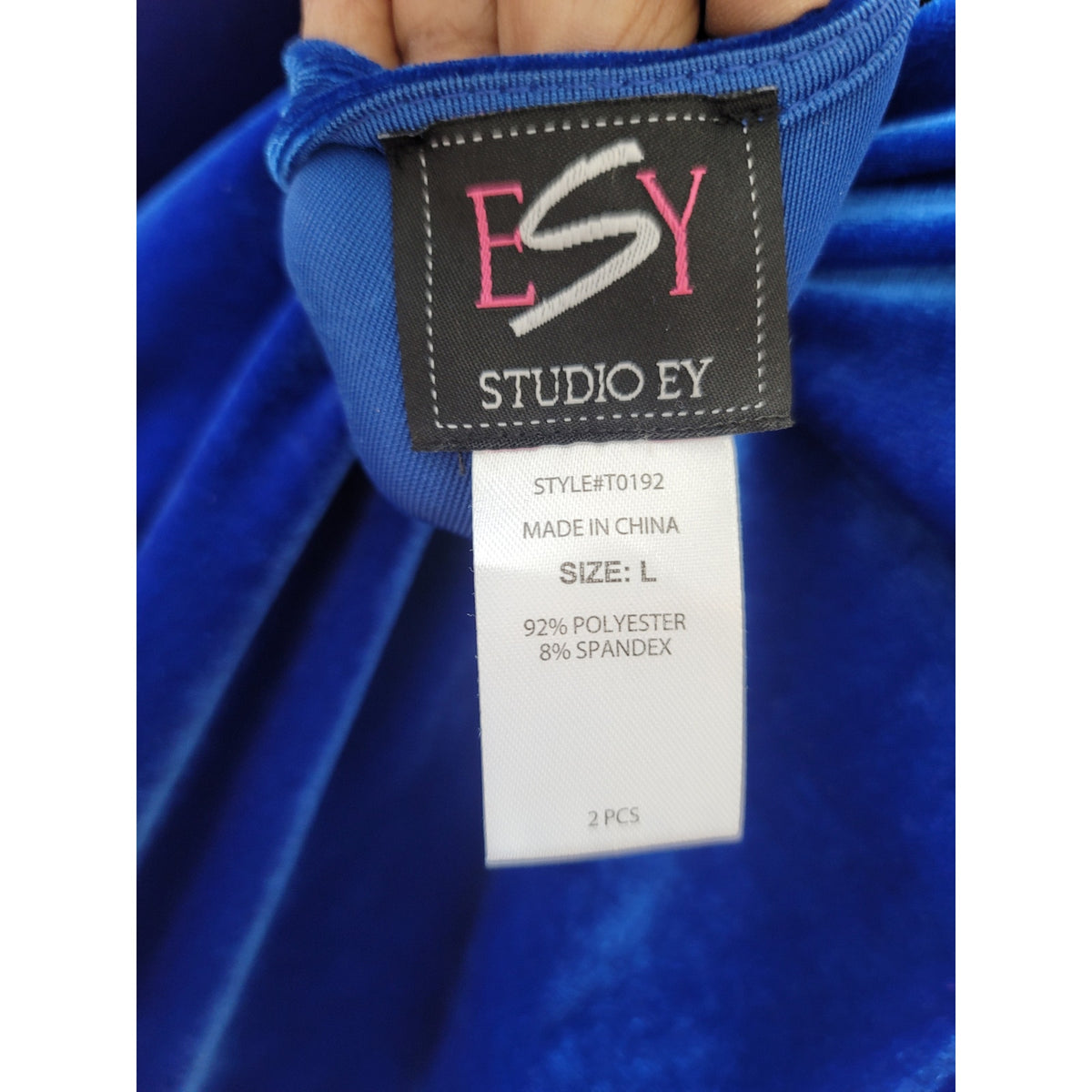 Esy Studio EY Skirt Suit Womens Large Royal Blue Cold Shoulder Flattering Peplum