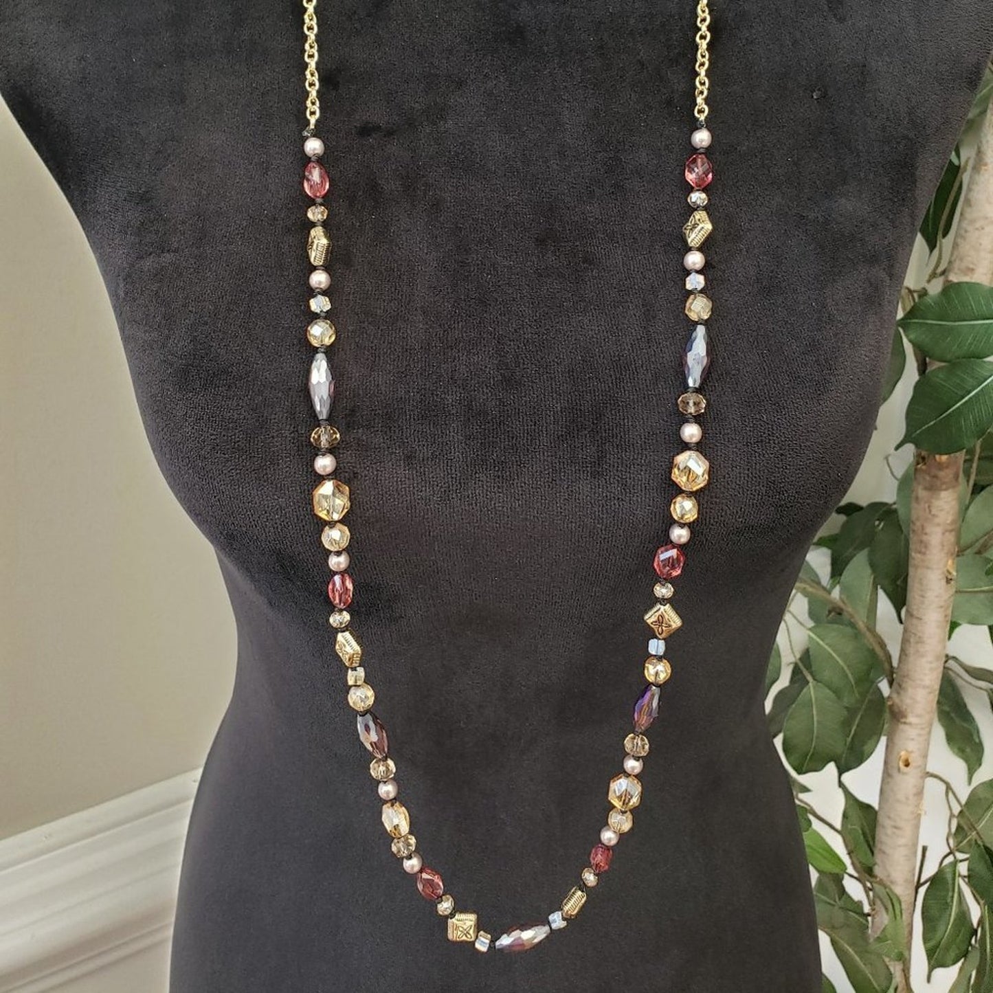 Charming Charlie Womens Multi Tourmaline Long Chain Necklace with Lobster Clasp