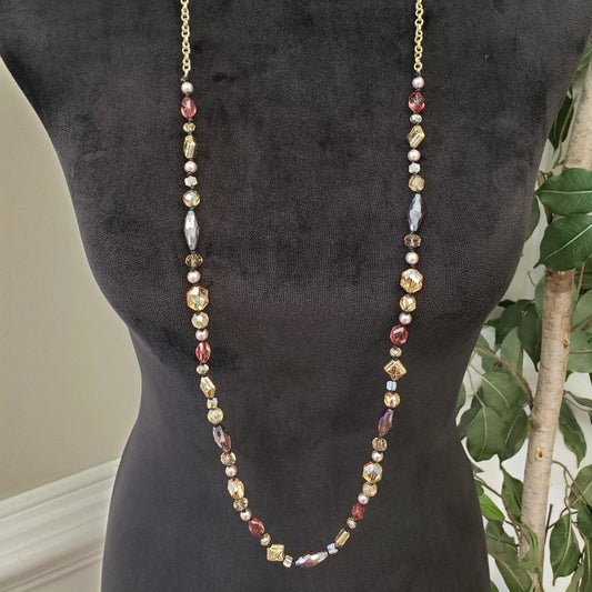 Charming Charlie Womens Multi Tourmaline Long Chain Necklace with Lobster Clasp