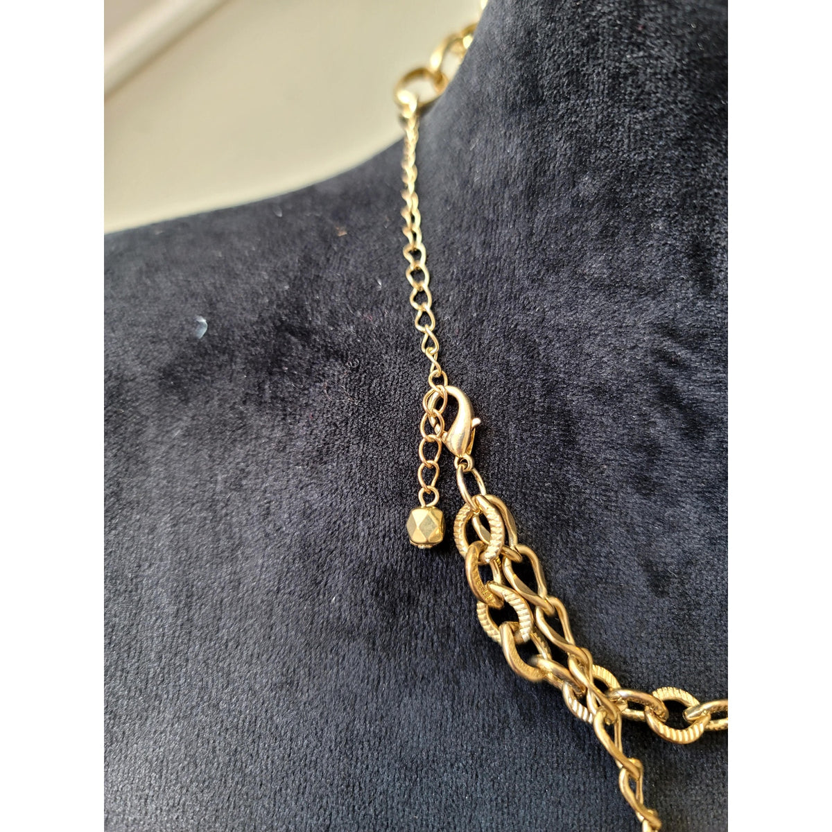 Women's Mixed Metal Link Chain Statement Necklace Gold Silver Adjustable Fashion