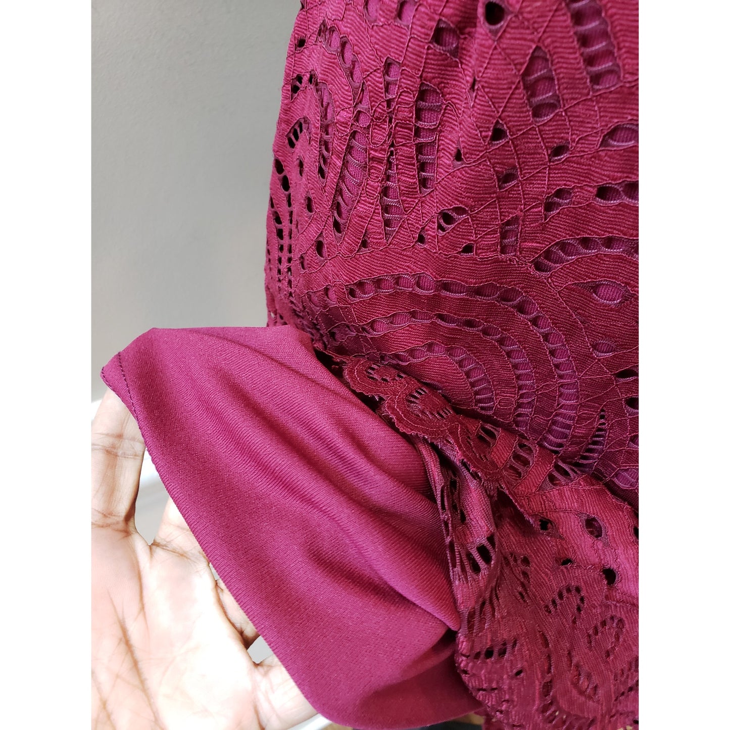 Bar III Bodycon Dress Women Small Burgundy Crochet Sleeveless Mock Neck Back Zip