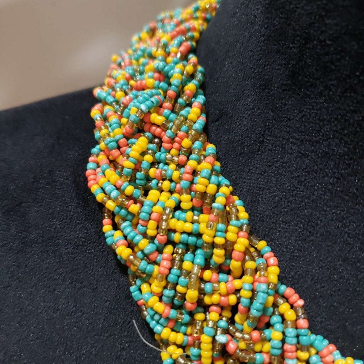 Women Fashion Bohemian Style Multi Strand Braided Colorful Beads Choker Necklace