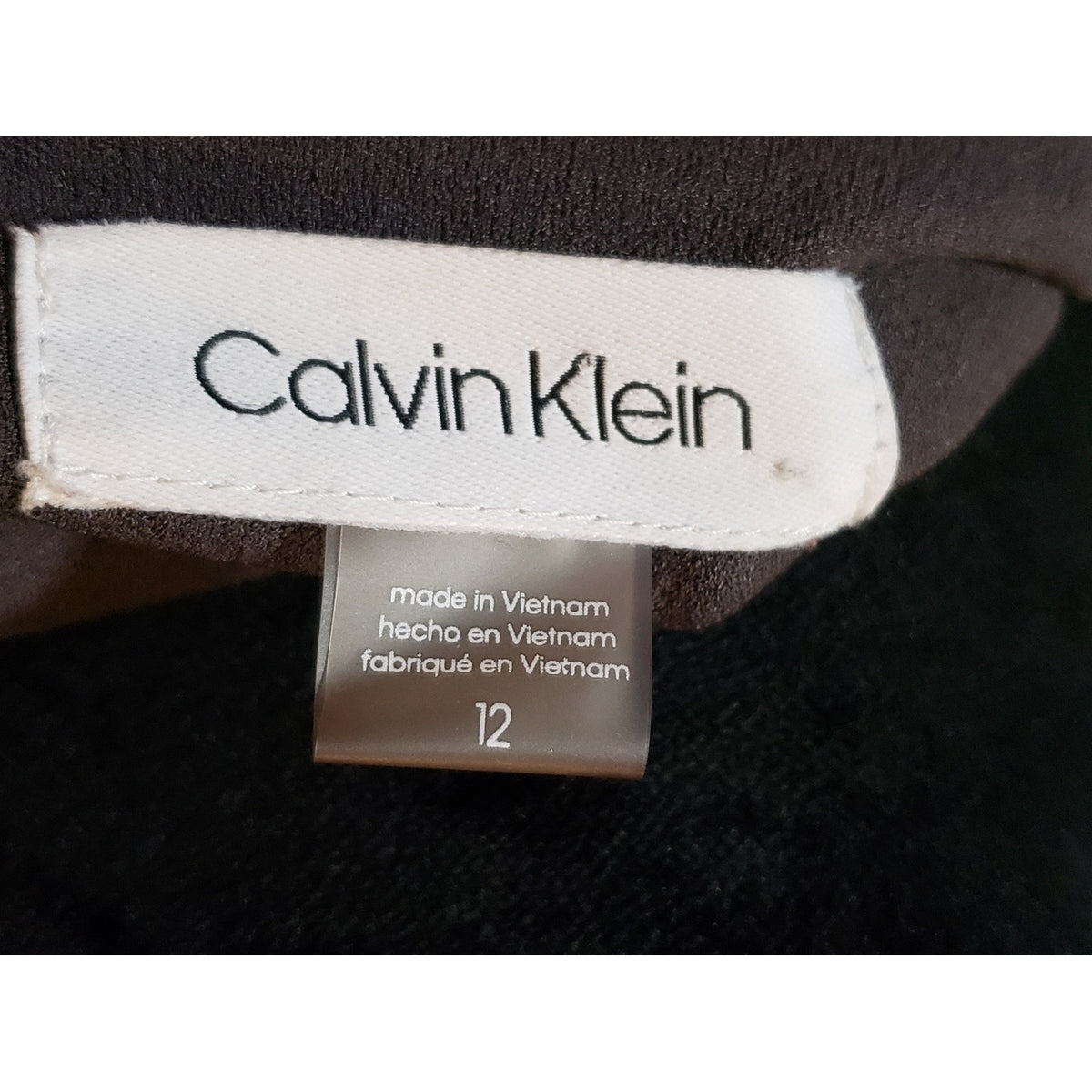Calvin Klein Bodycon Dress Women 12 Gray Lace Trim Sleeveless Stretch Back Zip