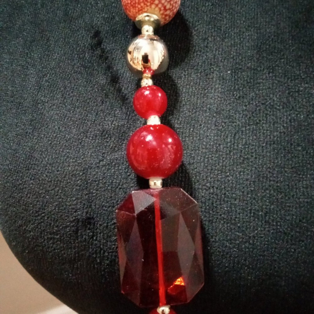 Womens Fashion Chunky Rhinestones Beaded Long Necklace with Lobster Clasp