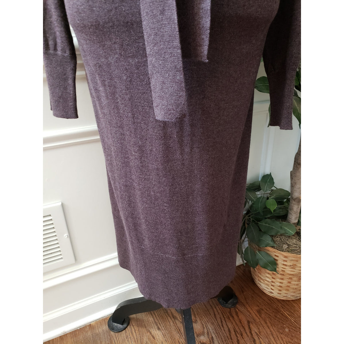 Terra & Sky Maxi Dress Womens 2X Brown Deep Neck Tie Waist Raglan Sleeve & Hem