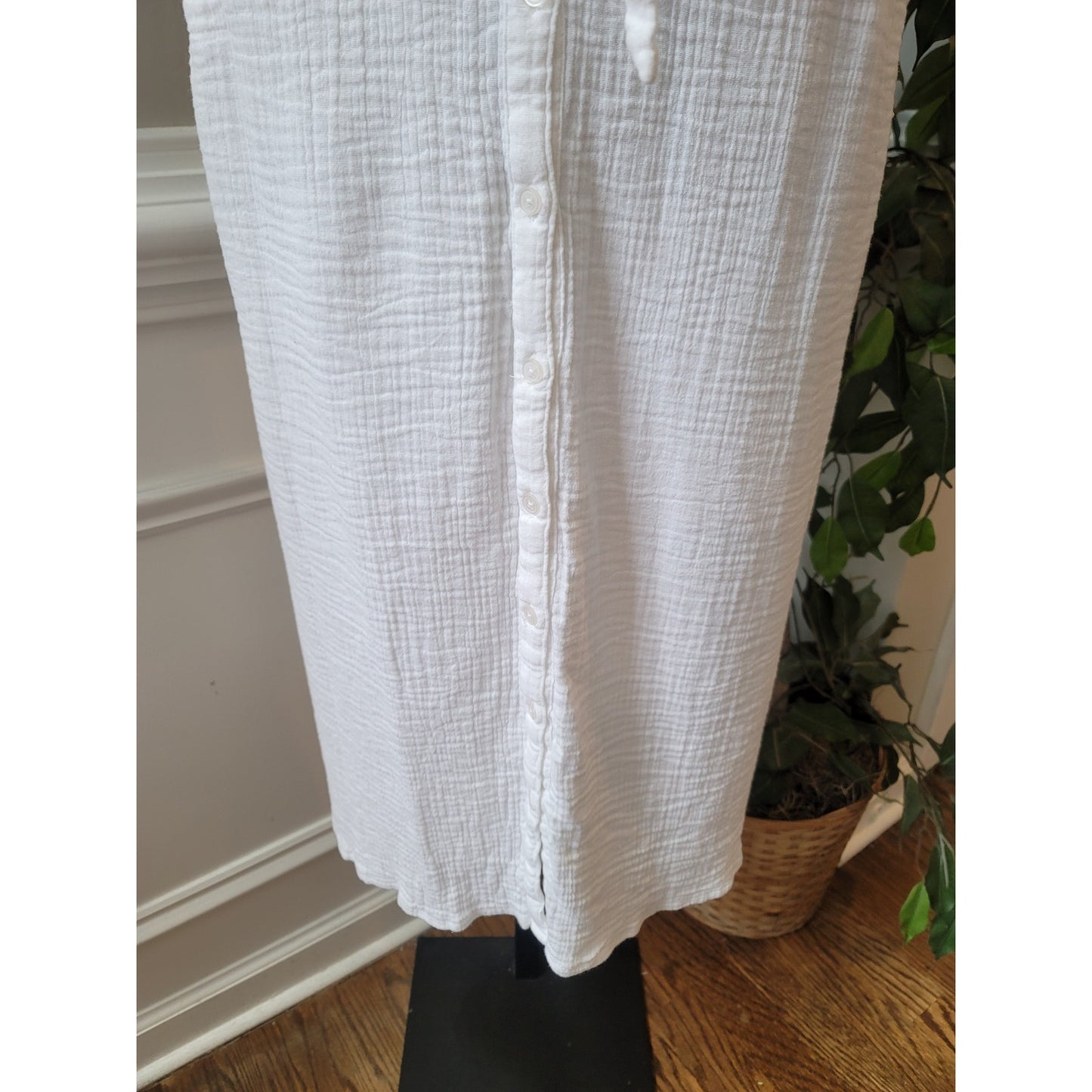 RD Style Button Down Dress Women Medium White Cotton Lightweight Casual