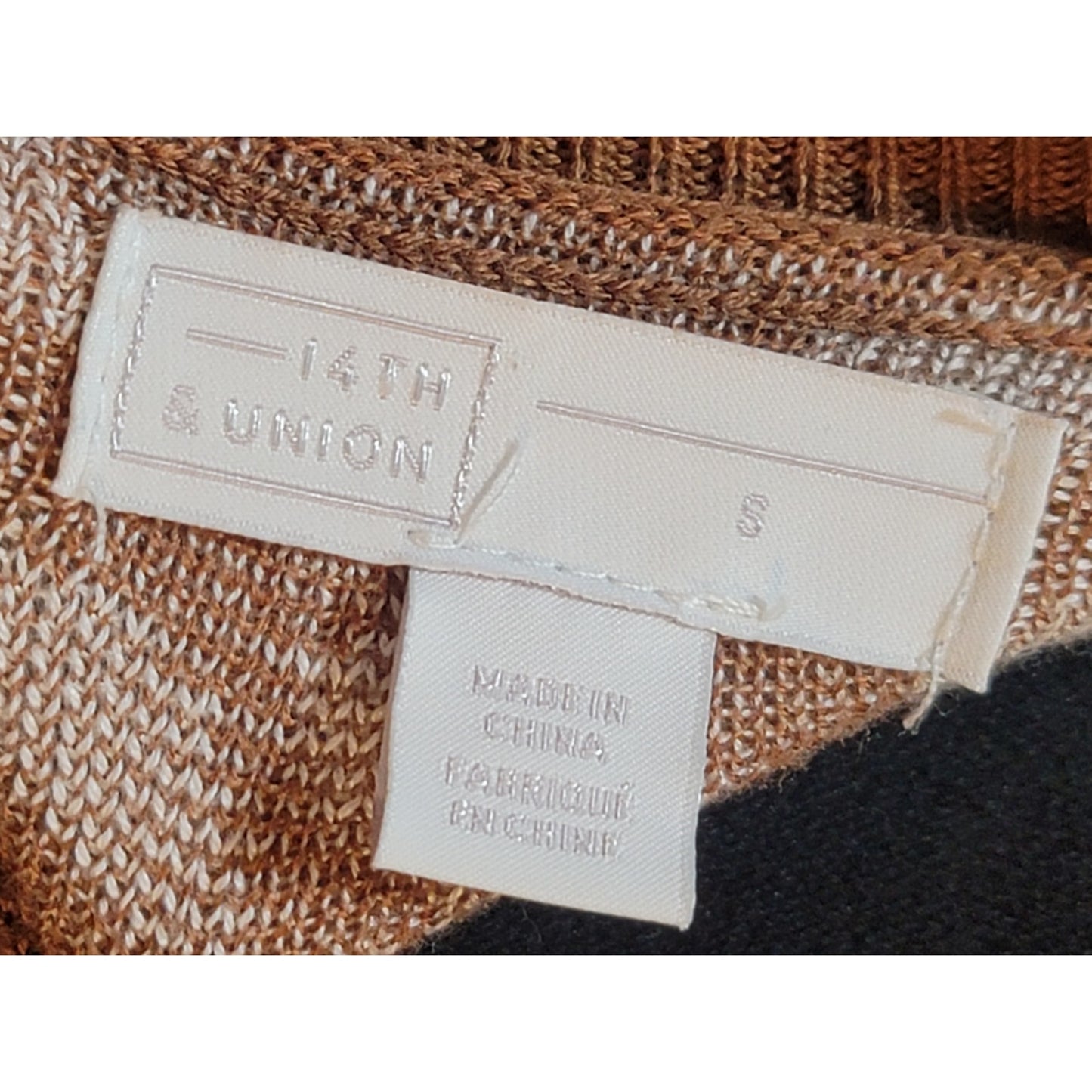 14th and Union Turtleneck Sweater Women S Brown White Leopard Print Long Sleeve