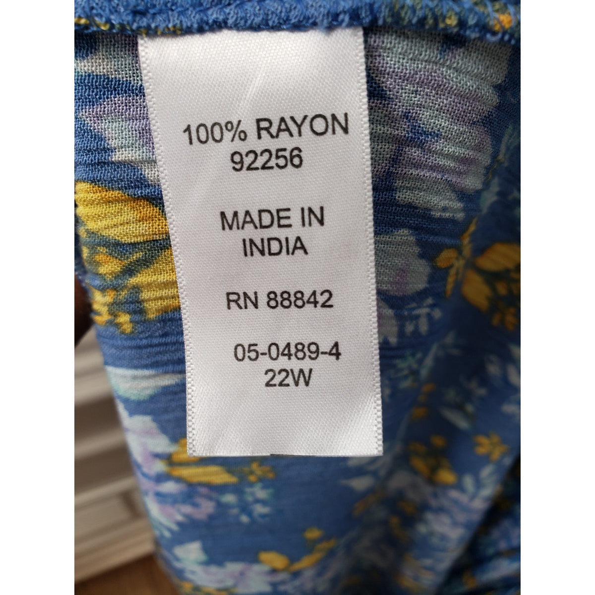 Woman Within Maxi Dress Womens 22W Blue Floral Rayon Long Sleeve Boho Style