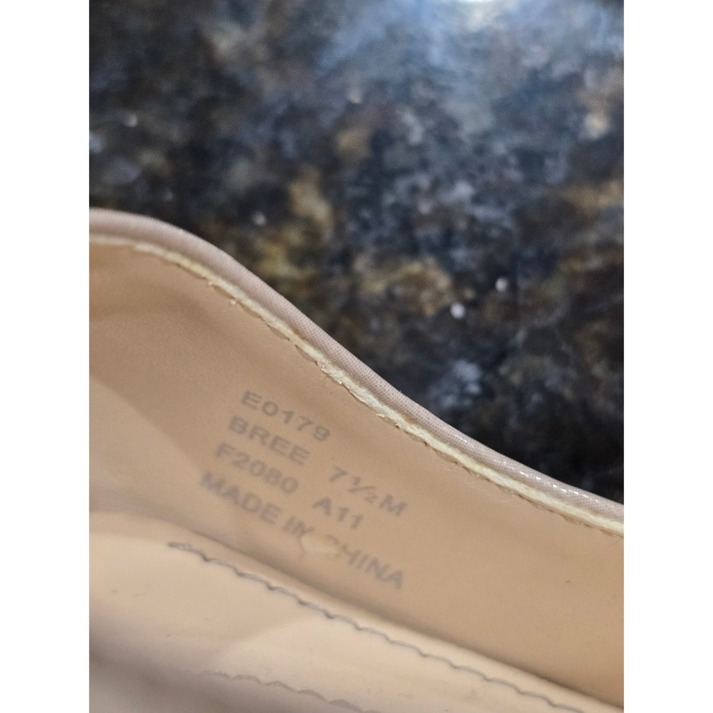 Calvin Klein Peep Toe Wedge Pumps Women's 7.5M Beige Patent Leather Comfort Heel