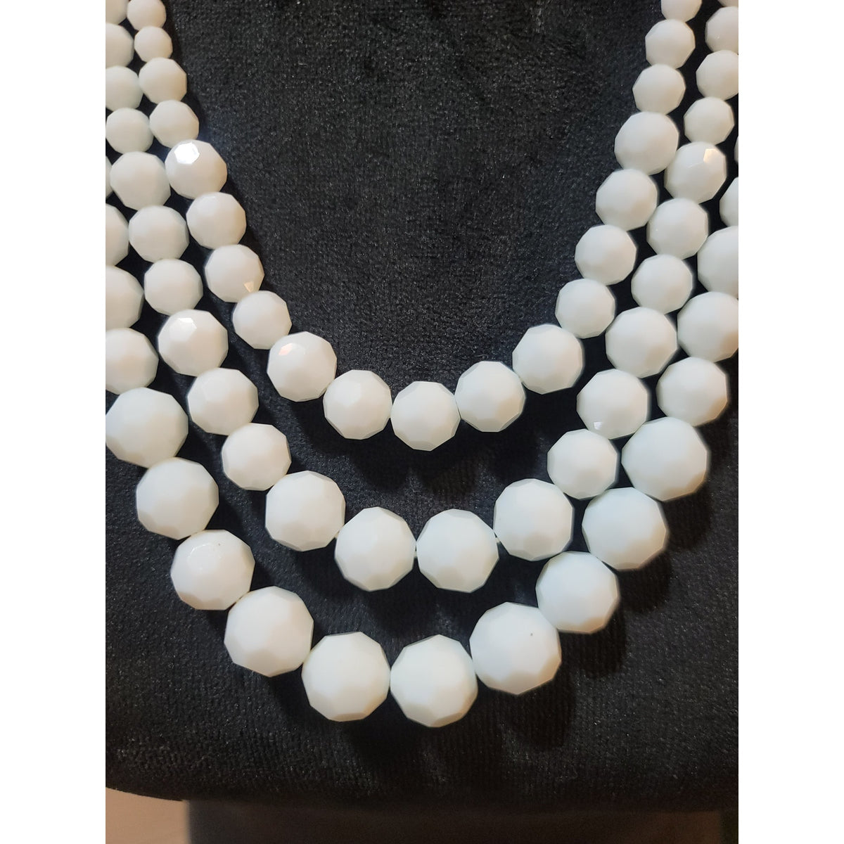 Plunder Orange White Beaded Necklace, Bracelet Earrings Set Statement Jewelry