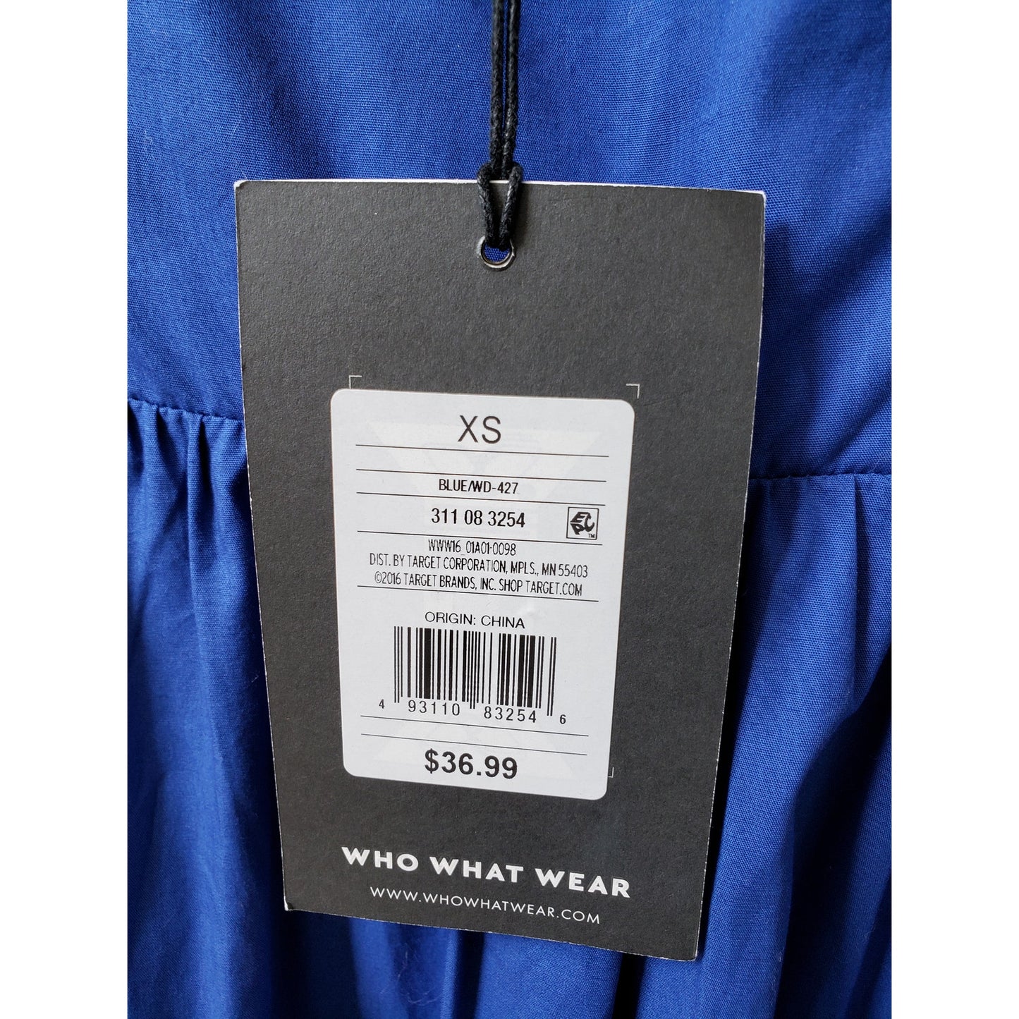 Who What Wear Long Maxi Dress Women Size XS Blue Pleated Square Neck Wide Strap