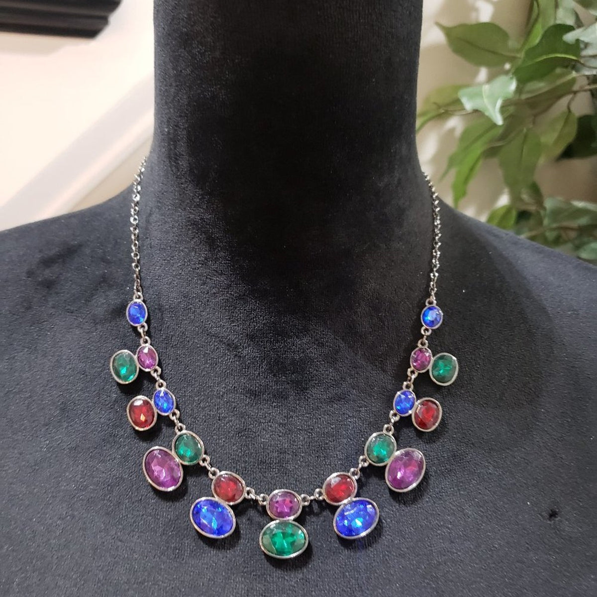 Women Fashion Crystal Estate Gloria Vanderbilt Two Row Necklace with Lobster Cla