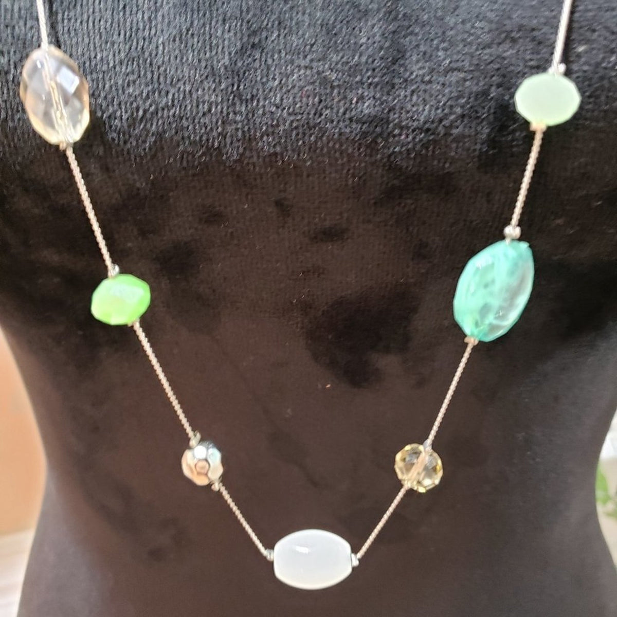 Womens Fashion Beautiful Multi Gemstones Long Collar Necklace with Lobster Clasp