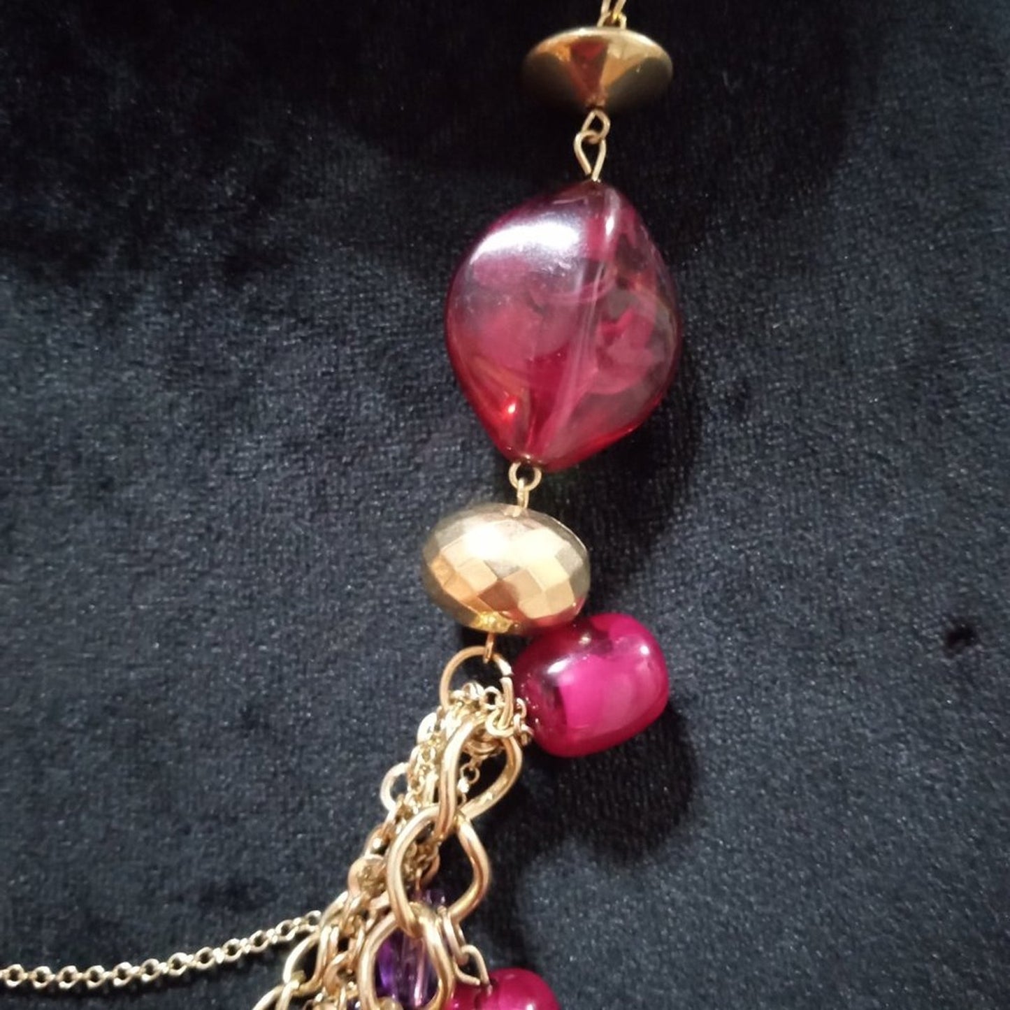 Womens Fashion Rhinestone Charm Gold Tone Chain Statement Necklace with Lobster