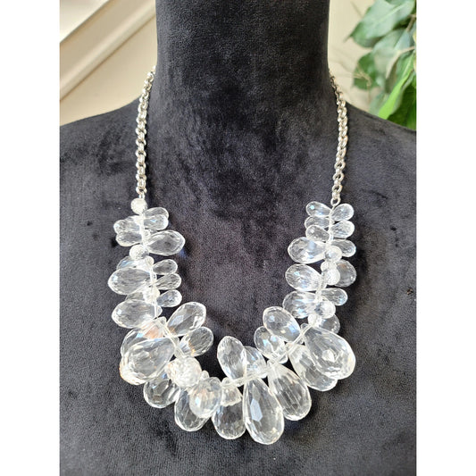 Women Moonstone Teardrop Statement Necklace Handmade Crystal Bib Jewelry