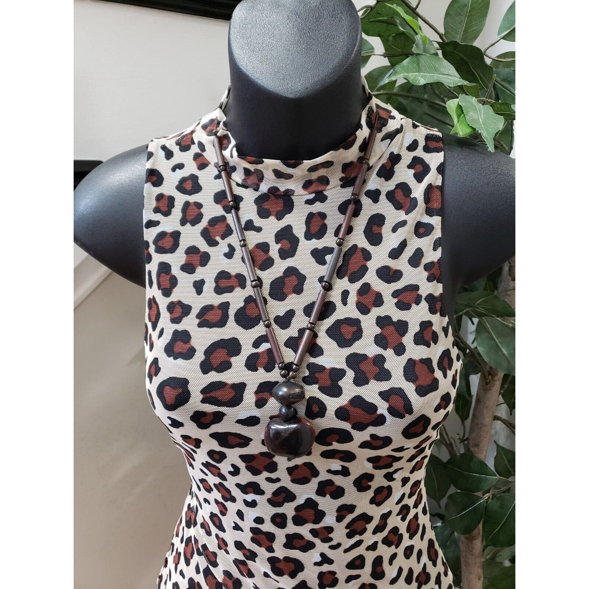 21 Saints Women's Multicolor Animal Print Mock Neck Sleeveless Bodysuit Medium