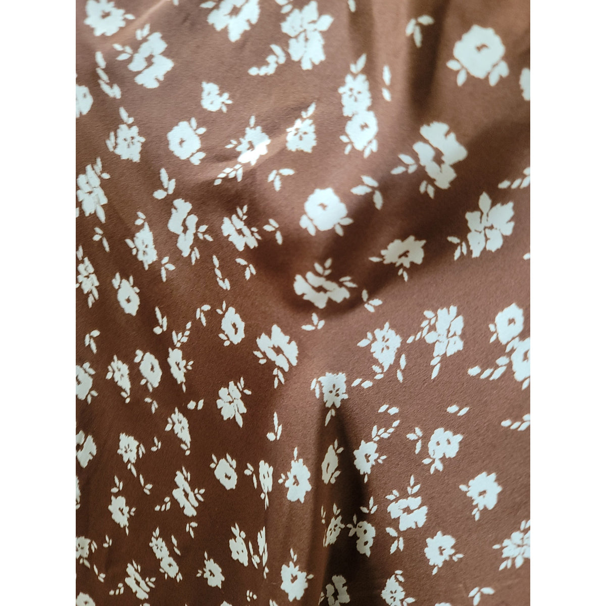 Sienna Sky A-Line Midi Skirt Women's Small Brown/Cream Floral Fully Lined