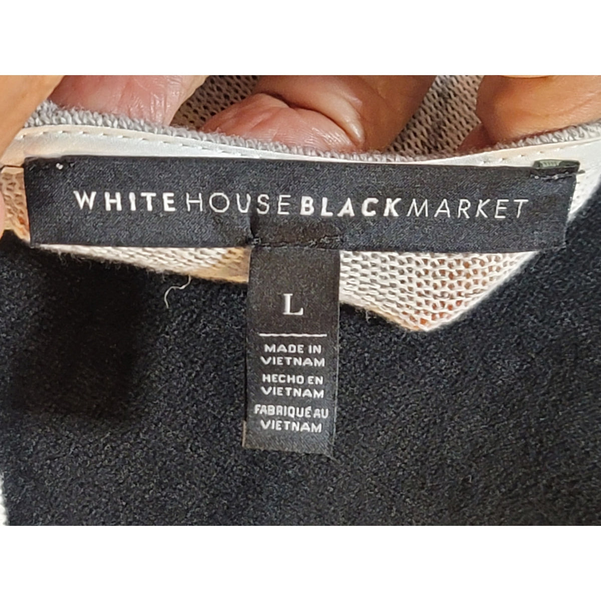 White House Black Market Wrap Sweater Womens Large White Space-Dye Cold Shoulder
