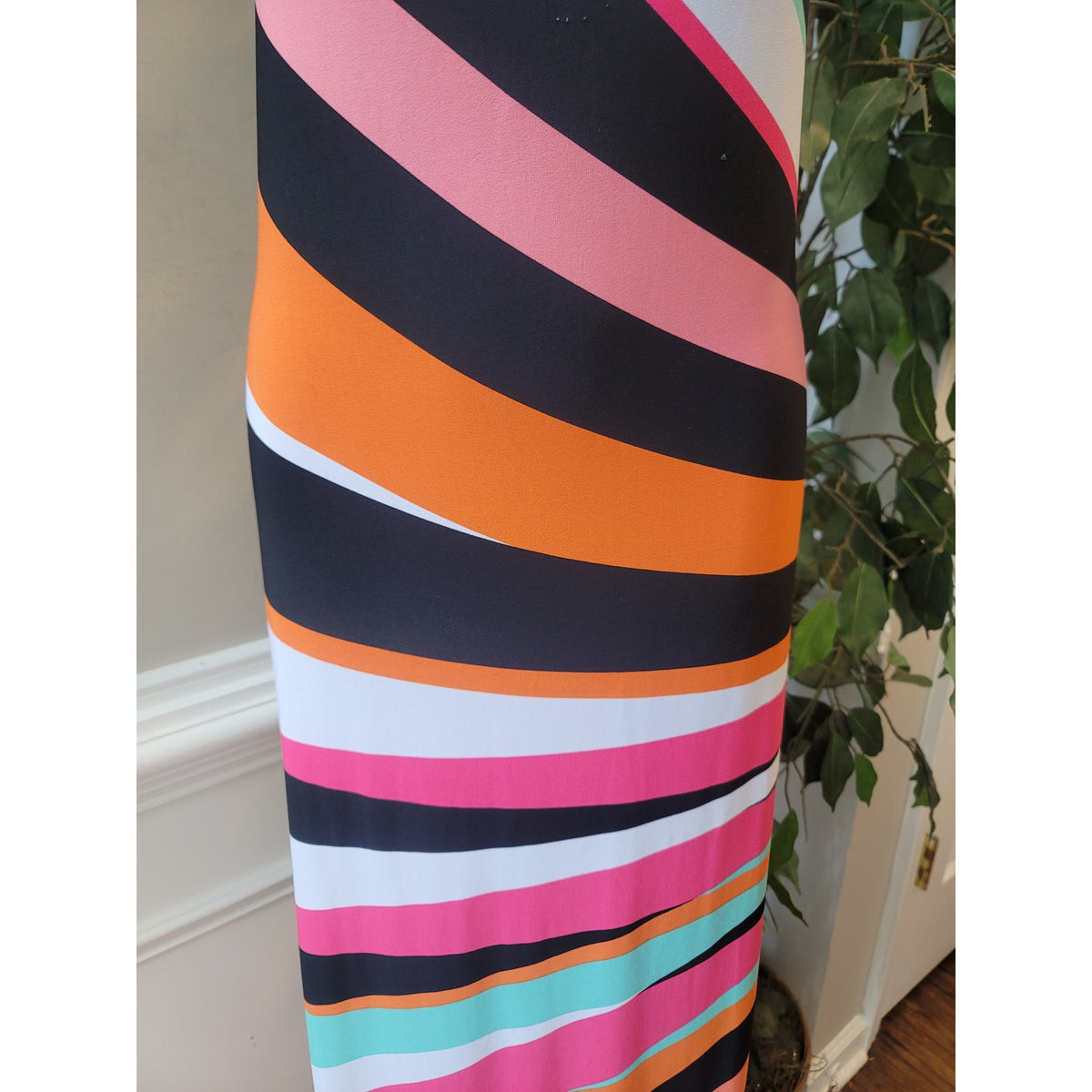 Glamour Maxi Dress Women's 18 Multi Stretch Striped Sunset Strip Scoop Casual