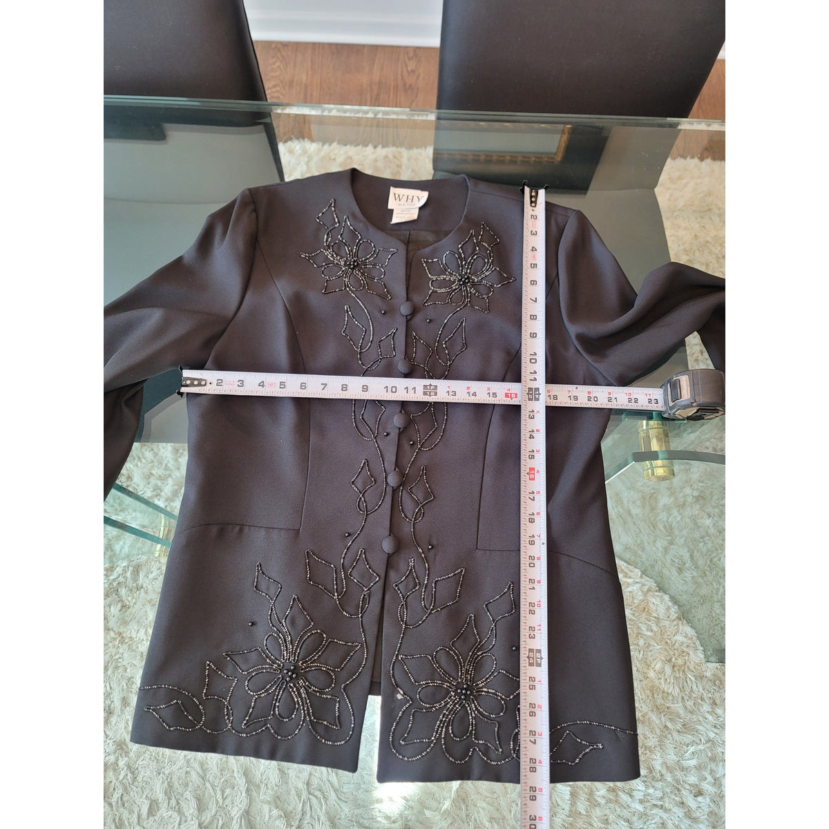 Why Skirt Suit Women's Size 16 Black Button Up Front Back Slit Fully Lined