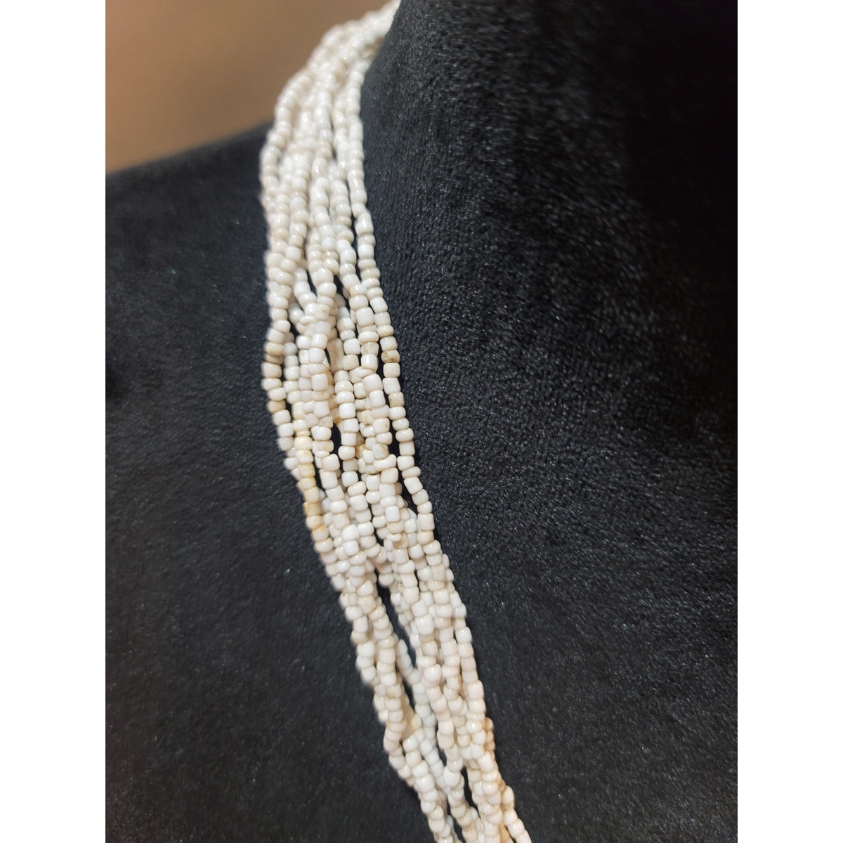 Womens White Beaded Necklace With Large Red Oval Pendant And Button Lock Jewelry