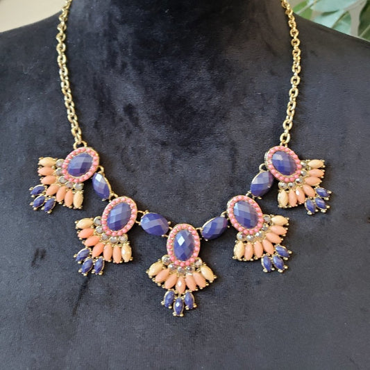 Womens Fashion Multi Small Stones Beaded Collar Necklace with Lobster Clasp