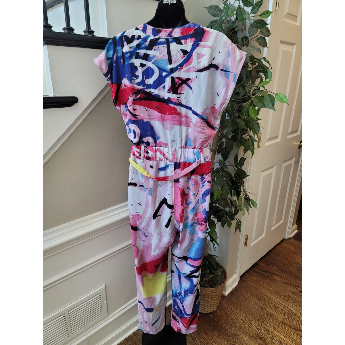 New York & Company Abstract Print Jumpsuit Women's Size Small Multicolor