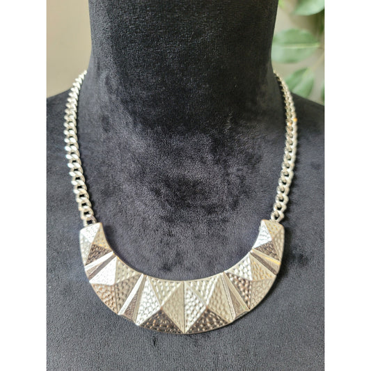 Women's Silver Chain Necklace with Geometric Triangle Design and Lobster Clasp