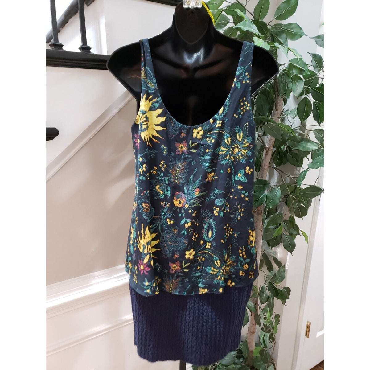 Rachel Roy Women Multi Floral Side Zip Scoop Neck Sleeveless Knee Length Dress 2