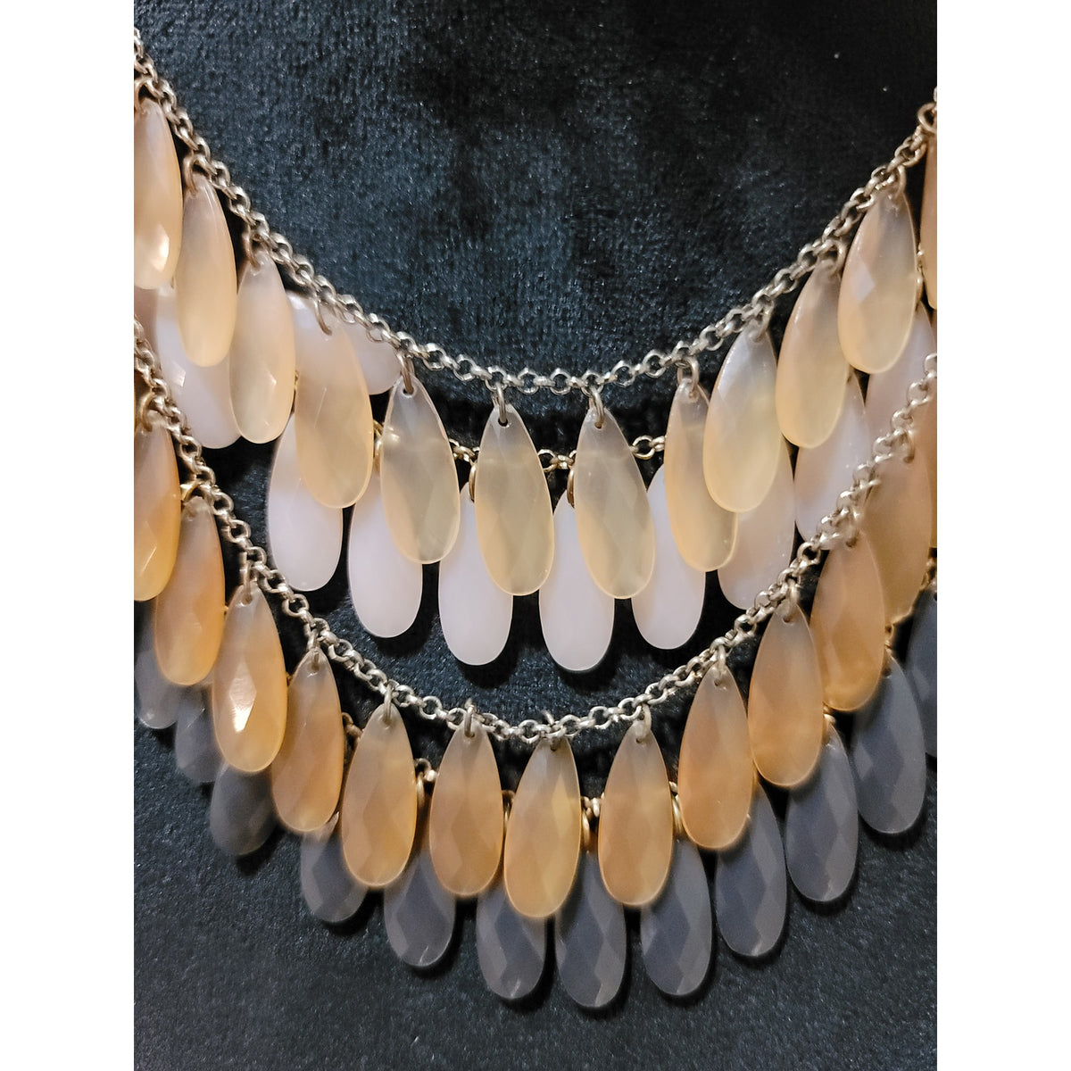 Women's Layered Teardrop Beaded Statement Necklace with Lobster Clasp Jewelry