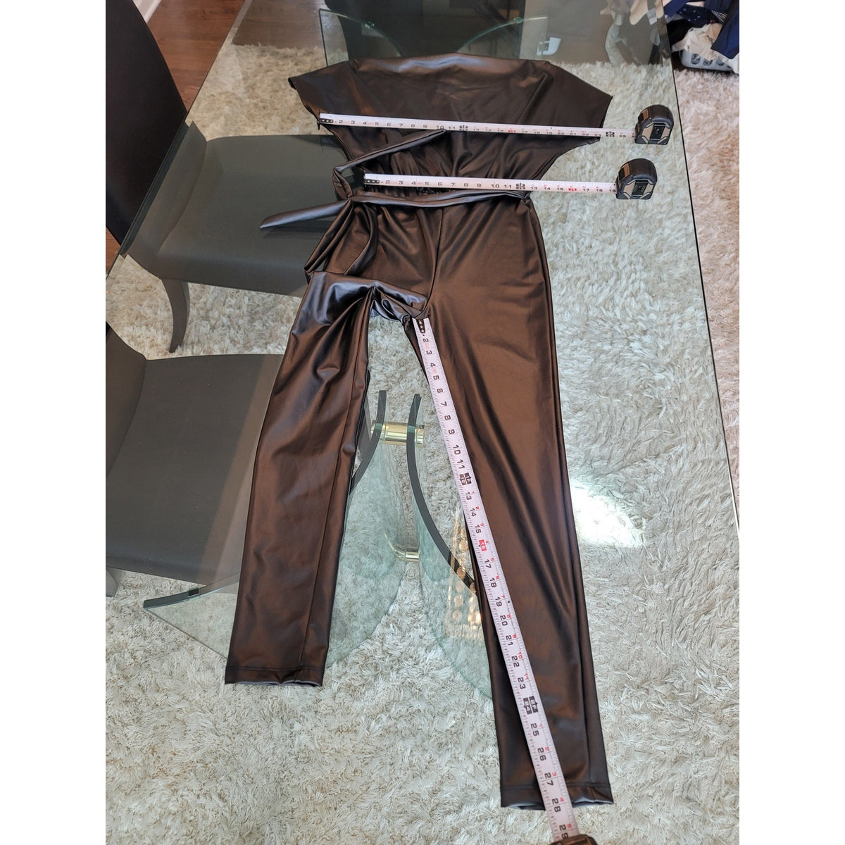Fashion Nova Faux Leather Jumpsuit Women’s Size XS Black Short Sleeves