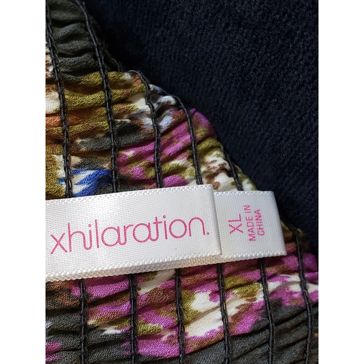 Xhilaration Fit & Flare Dress Women's Size XL Multi Floral Stretch Smocked