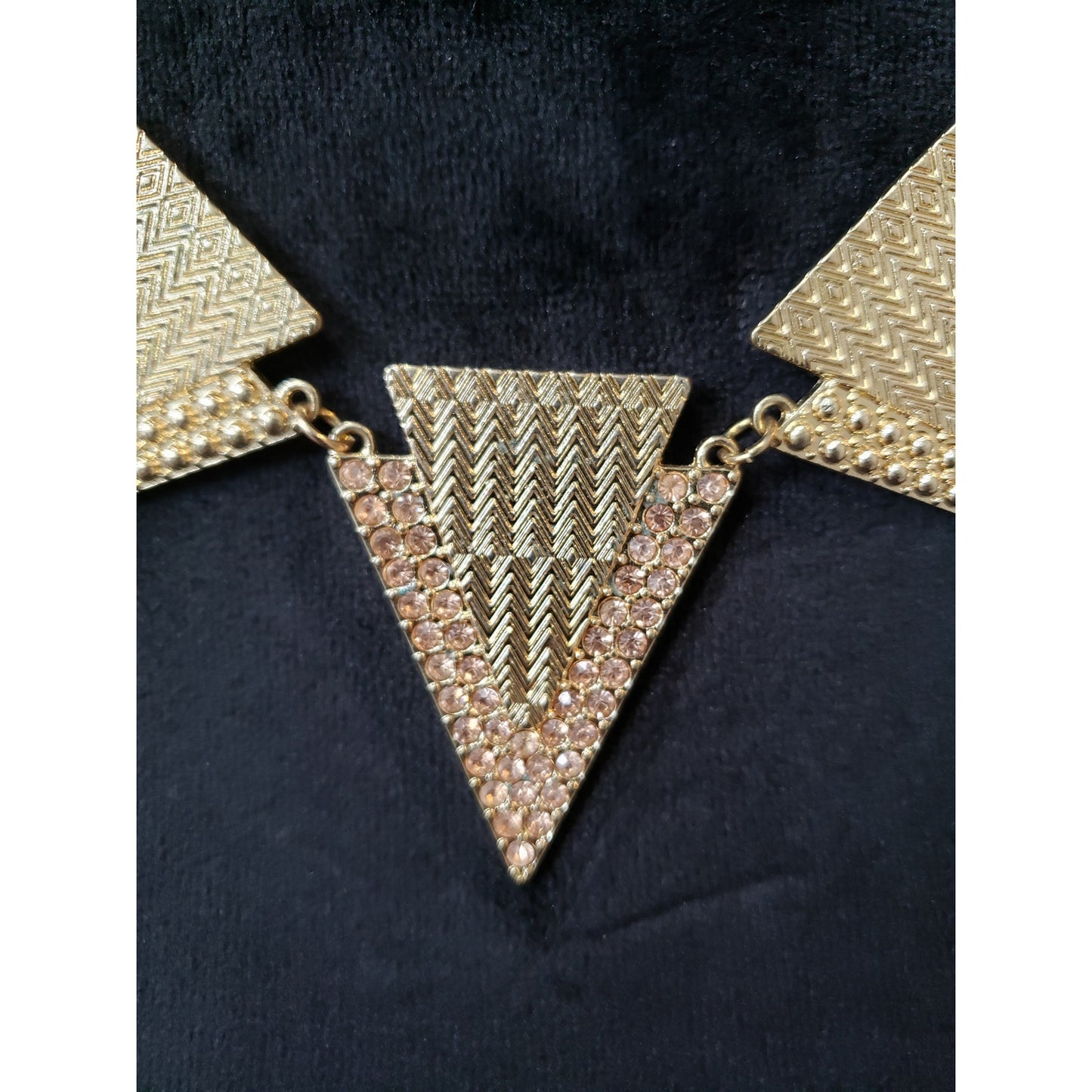Women's Gold Geometric Statement Necklace Triangle Pendant Lobster Clasp Chic