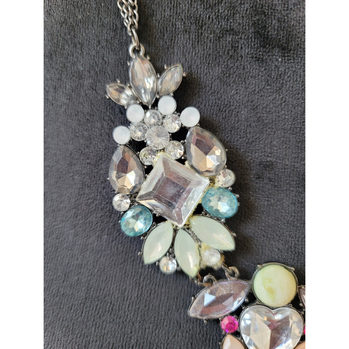 Women's Statement Crystal Rhinestone Bib Necklace With Lobster Clasp Jewelry