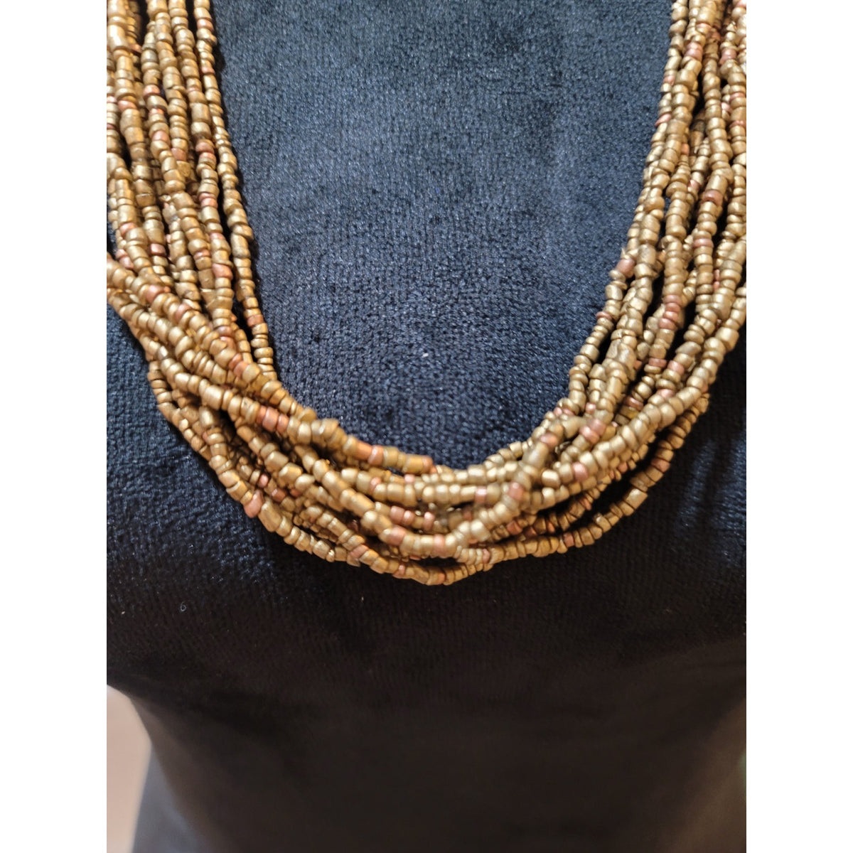 Women's Multi Strand Brass Beaded Fashion Necklace With Hook Clasp Lock