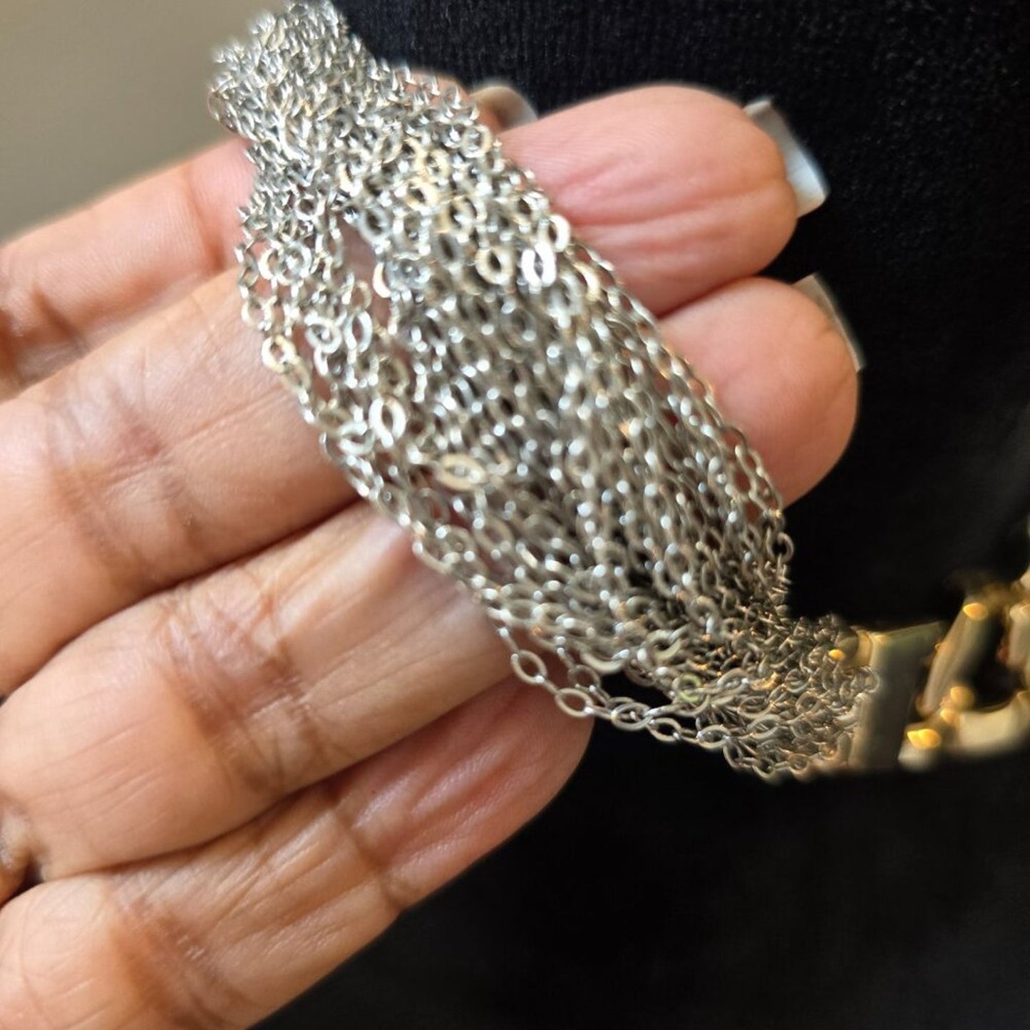 Express Fashion Two Tone Glossy Curb Link Chain Necklace with Lobster Clasp