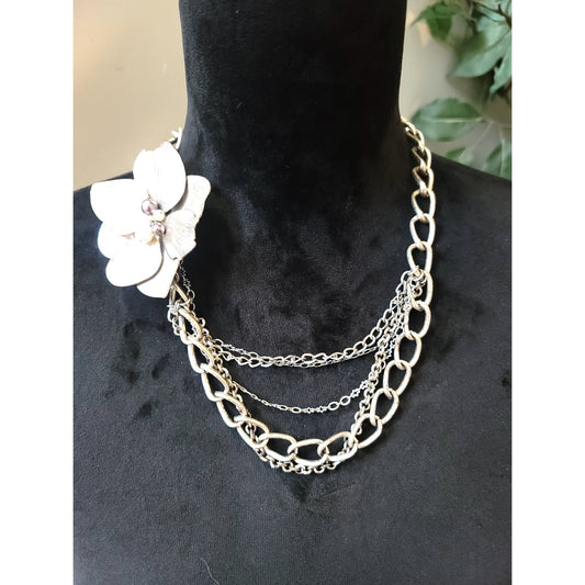 Women's Statement Flower Bead Necklace Toggle Clasp Fashion Jewelry Gift