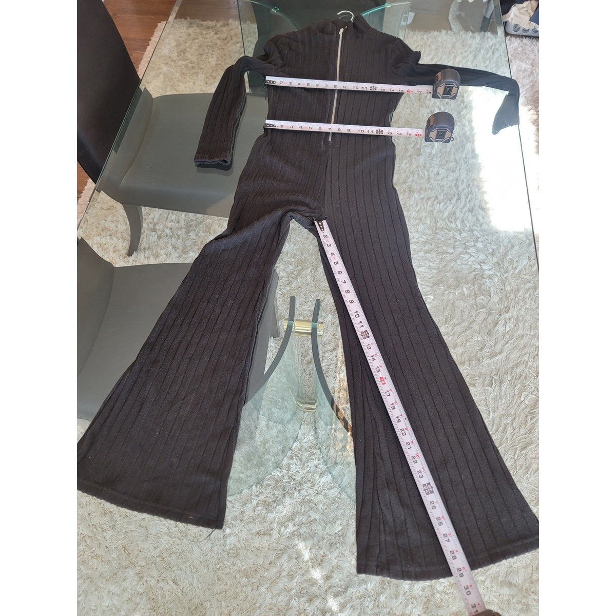 Shein Ribbed Zipper Jumpsuit Women’s Size 6 Black Turtleneck Long Sleeves