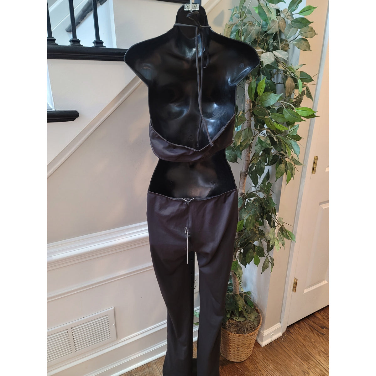 Fashion Nova Jumpsuit Women's Size L Black Halter Neck Cut-Out Romper