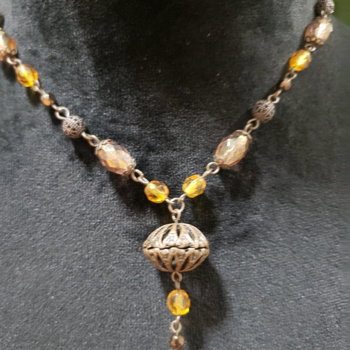 Womens Ethnic Boho Style Beaded Art Deco Tassel Charm Necklace w/ Lobster Clasp